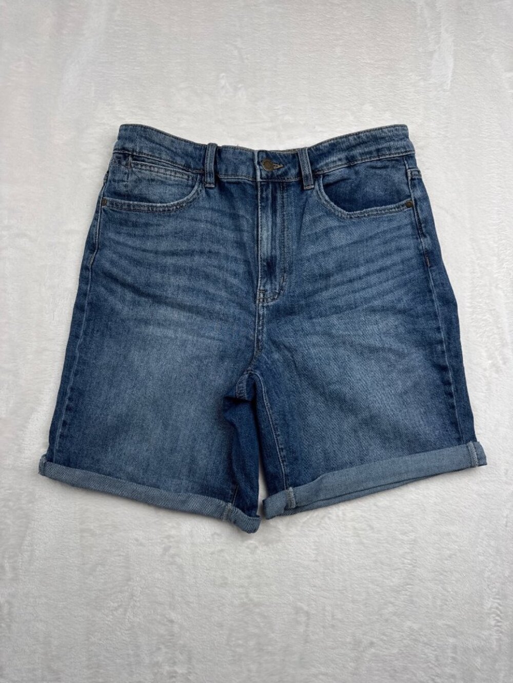 Wrangler Womens Denim Shorts Size 8 Blue High-Rise Casual Style